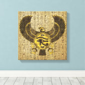 Toile OEil égyptien de Horus - Wadjet or et bois (Insitu (Plancher de Bois))