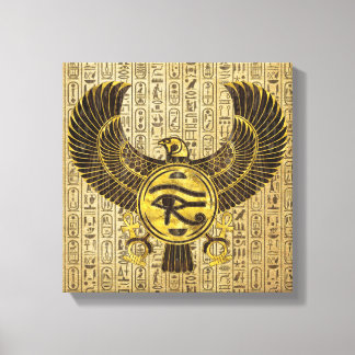 Toile OEil égyptien de Horus - Wadjet or et bois