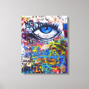 Toile Oeil mauvais de graffiti bleu