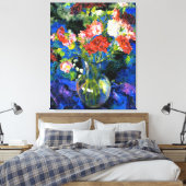 Toile Oeillets dans un vase de verre rond (Insitu(Chambre))