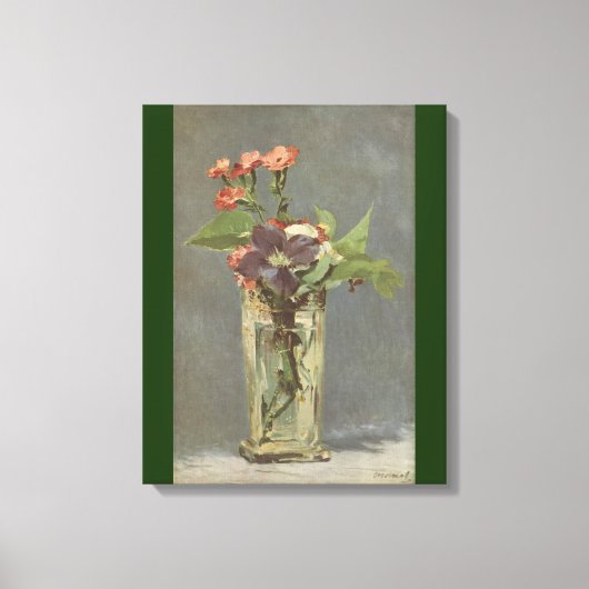 Toile Oeillets et clématites dans un vase de cristal de (Recto)