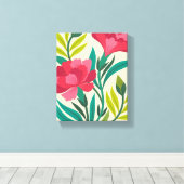 Toile Oeillets roses et art du feuillage (Insitu (Plancher de Bois))