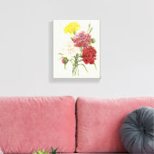 Toile Oeillets vintages Dianthus Garden Flowers Redoute (Insitu(Salon))