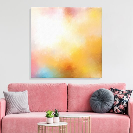 Toile Oeuvre Abstraite moderne Vert Bleu Jaune Rouge Ros (Insitu(Salon))