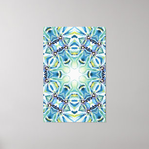Toile Oeuvre artistique chic Mandala en couleurs Aqua