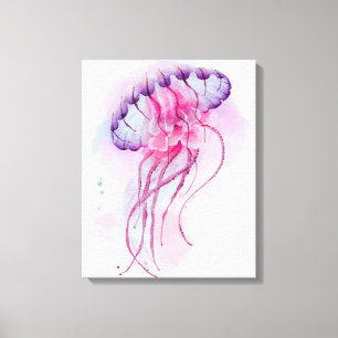 Toile OEuvre d'aquarelle de méduses
