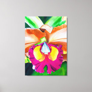 Toile OEuvre d'aquarelle d'orchidée de fleurs colorées