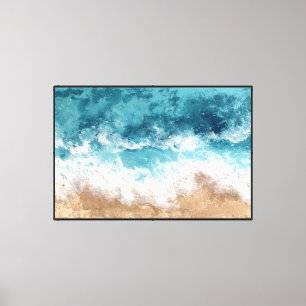 Toile Œuvre d'art abstraite de vagues de rivage océaniqu