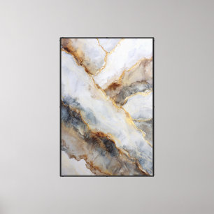 Toile Œuvre d'art abstraite en pierre veinée de blanc, g