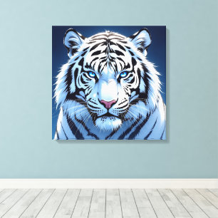 Toile Œuvre d'art Ai du Tigre Blanc aux yeux bleus