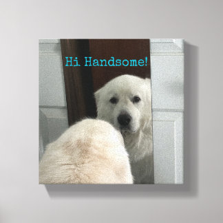 Toile Œuvre d'art Chien dans le miroir