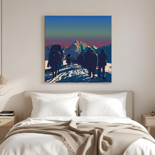 Toile Œuvre d'art commémorative Caravane de yaks à l'aub