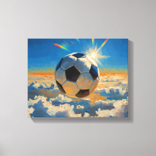 Toile Œuvre d'art de ballon de football volant (peinture