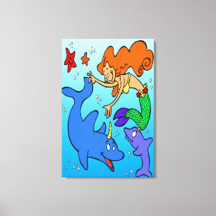 Toile OEuvre d'art de la bande dessinée Mermaid océaniqu