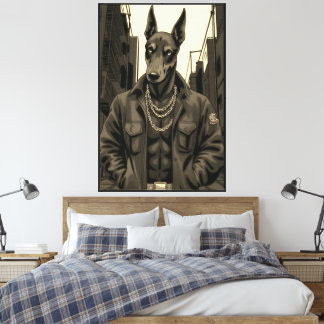 Toile Œuvre d'art Doberman pour salon, chambre ou bureau