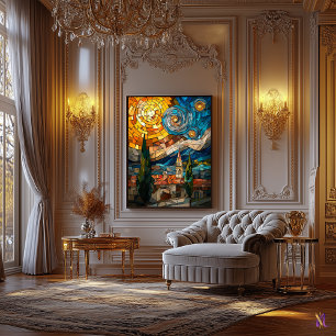 Toile Œuvre d'art en mosaïque de verre teinté de La Nuit
