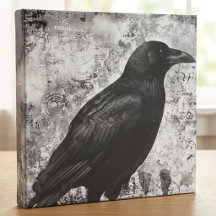 Œuvre d'art grunge gothique vintage de corbeau