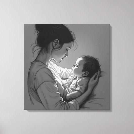 Toile Œuvre d'art Mère & Bébé (Recto)