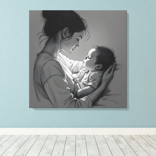 Toile Œuvre d'art Mère & Bébé (Insitu (Plancher de Bois))