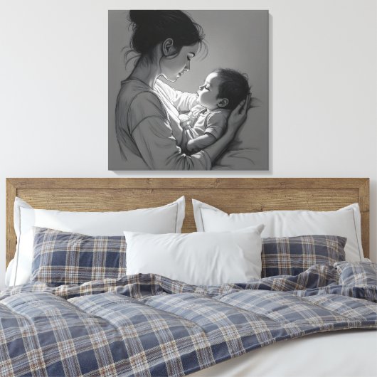 Toile Œuvre d'art Mère & Bébé (Insitu(Chambre))