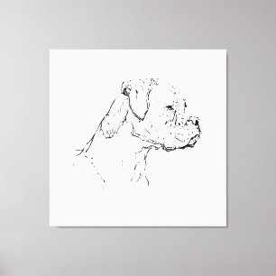 Toile Œuvre d'art murale à l'encre de Boxer – Dessin au
