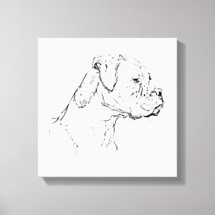 Toile Œuvre d'art murale à l'encre de Boxer – Dessin au