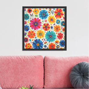 Toile Œuvre d'art murale à motif floral coloré