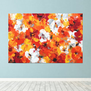 Toile Œuvre d'art murale abstraite aux pétales orange et