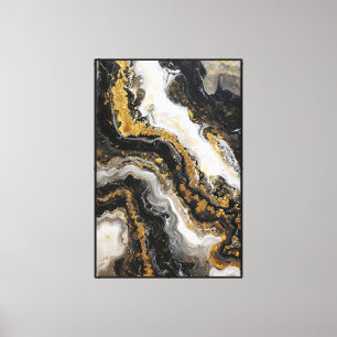 Toile Œuvre d'art murale abstraite en marbre noir, blanc