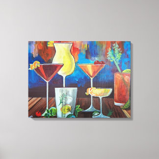 Toile Œuvre d'art murale aux cocktails colorés
