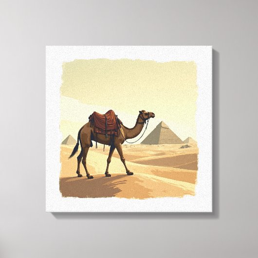 Toile Œuvre d'art murale chameau et pyramides (Recto)