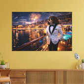 Toile Œuvre d'art murale Cockapoo de luxe – Nuit à Monac (Insitu(Salon))