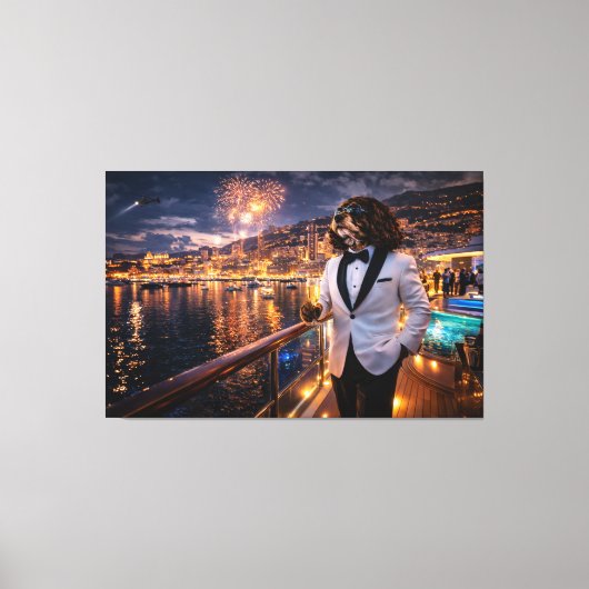 Toile Œuvre d'art murale Cockapoo de luxe – Nuit à Monac (Recto)