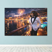 Toile Œuvre d'art murale Cockapoo de luxe – Nuit à Monac (Insitu (Plancher de Bois))