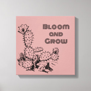 Toile Œuvre d'art murale de cactus du désert Boho rose