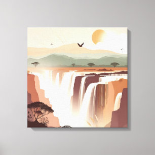 Toile Œuvre d'art murale de cascade majestueuse – Nature