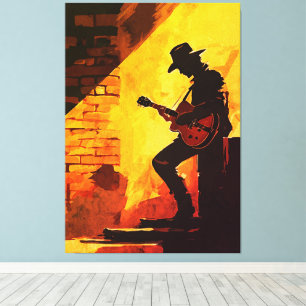 Toile Œuvre d'art murale de guitariste cow-boy – Musicie