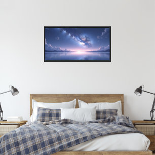 Toile Œuvre d'art murale de nuit cosmique étoilée – Ciel