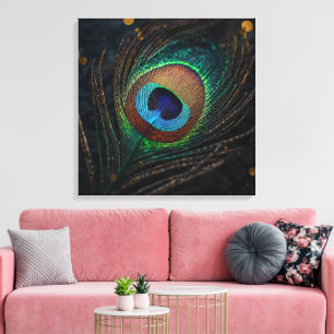 Toile Œuvre d'art murale de plume de paon – Nature bohèm