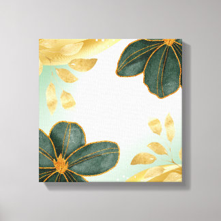 Toile Œuvre d'art murale florale verte unique avec accen