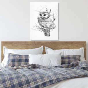Toile Œuvre d'art originale aquarelle de bébé hibou oise