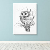 Toile Œuvre d'art originale aquarelle de bébé hibou oise (Insitu (Plancher de Bois))