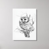 Toile Œuvre d'art originale aquarelle de bébé hibou oise (Recto)