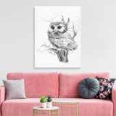 Toile Œuvre d'art originale aquarelle de bébé hibou oise (Insitu(Salon))