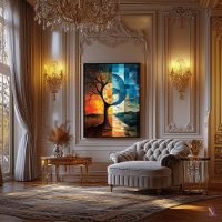 Œuvre d'art surréaliste en verre teinté Jour et Nu