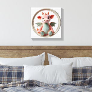 Toile Œuvre d'art Wonder Wall Dragon Delight en rose et 