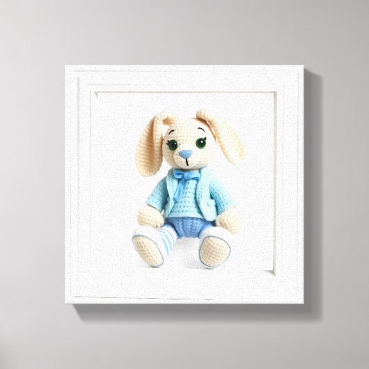 Toile Œuvre d'art Wonder Wall Lapin élégant en bleu (Recto)