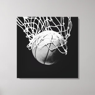 Toile Oeuvre de basketball noir et blanc
