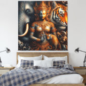Toile oeuvre d'esprit éléphant tigre (Insitu(Chambre))