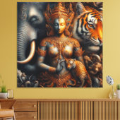Toile oeuvre d'esprit éléphant tigre (Insitu(Salon))
